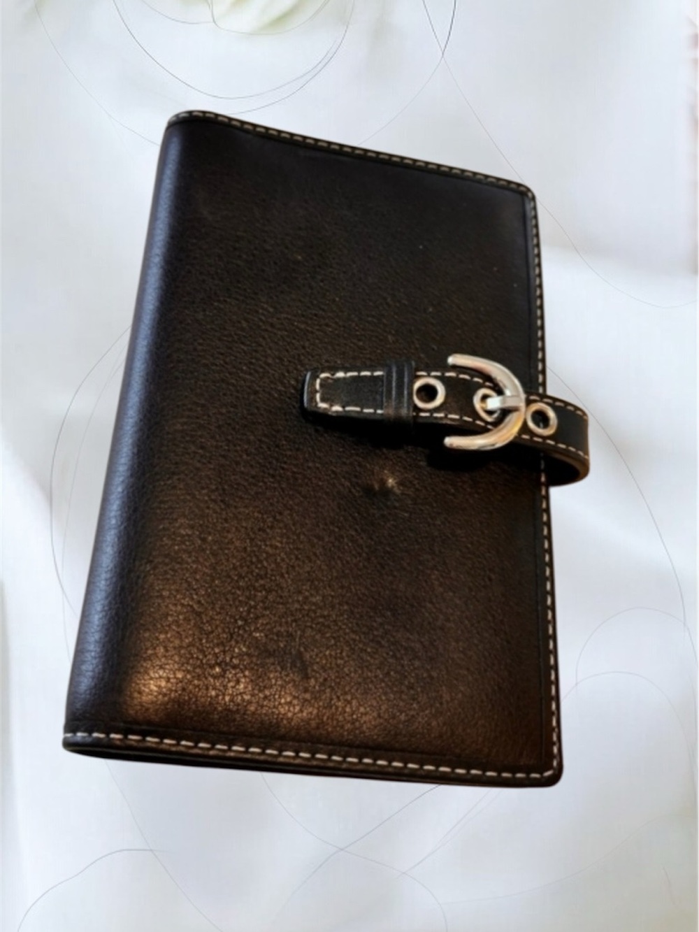 Coach Black Leather Wallet or Passport holder with Silver Buckle Like New - Picture 6 of 7